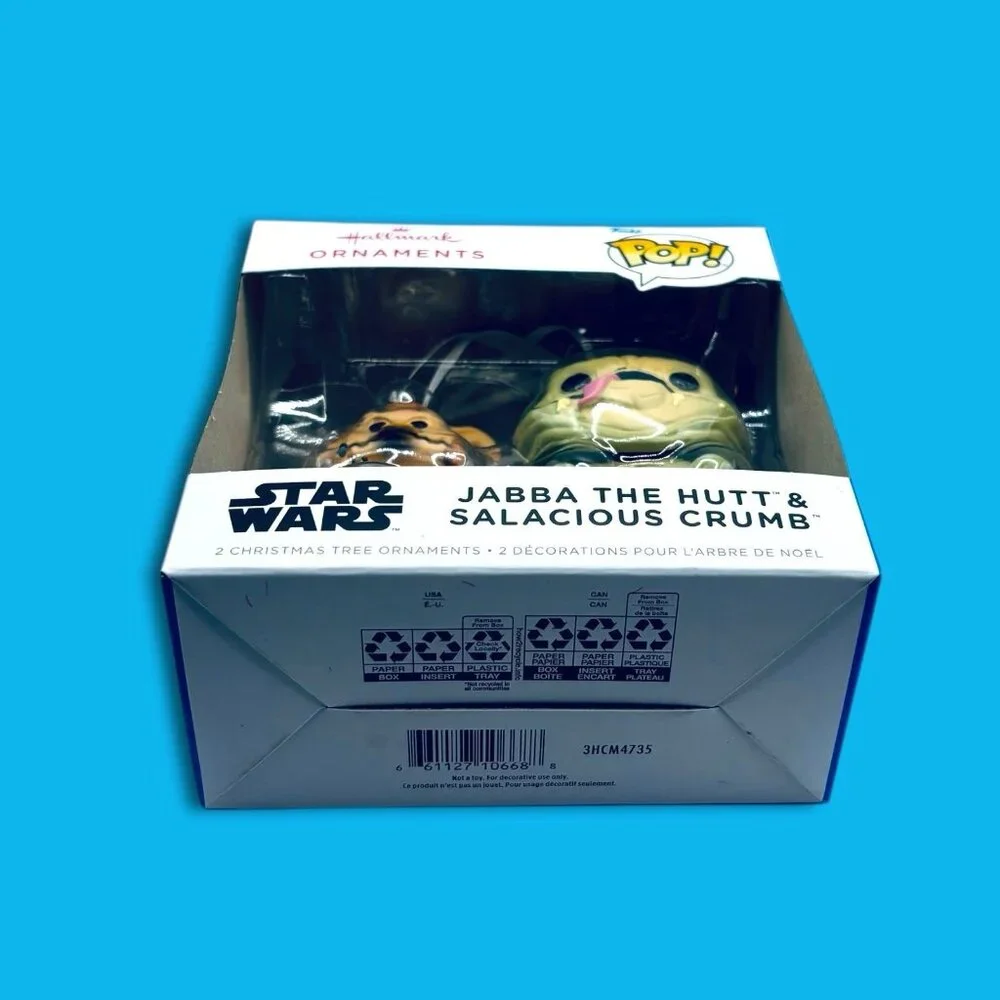 Hallmark Funko Pop Star Wars Jabba the Hutt & Salacious Crumb Christmas Ornament